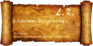 Lichtman Krisztina névjegykártya